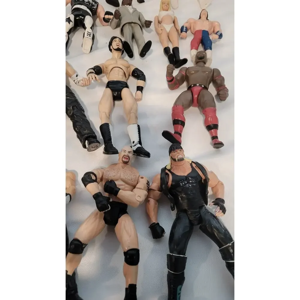 Vintage WWF WWE WCW Wrestling Action Figure Lot 25 Jakks DDP Sting Austin Hogan